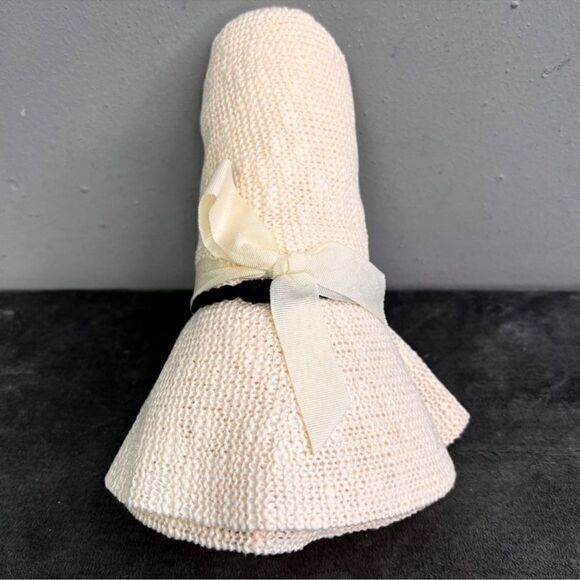 RACHEL ZOE Packable Ivory Panama Hat with black rope trim brand new in bag main image 8